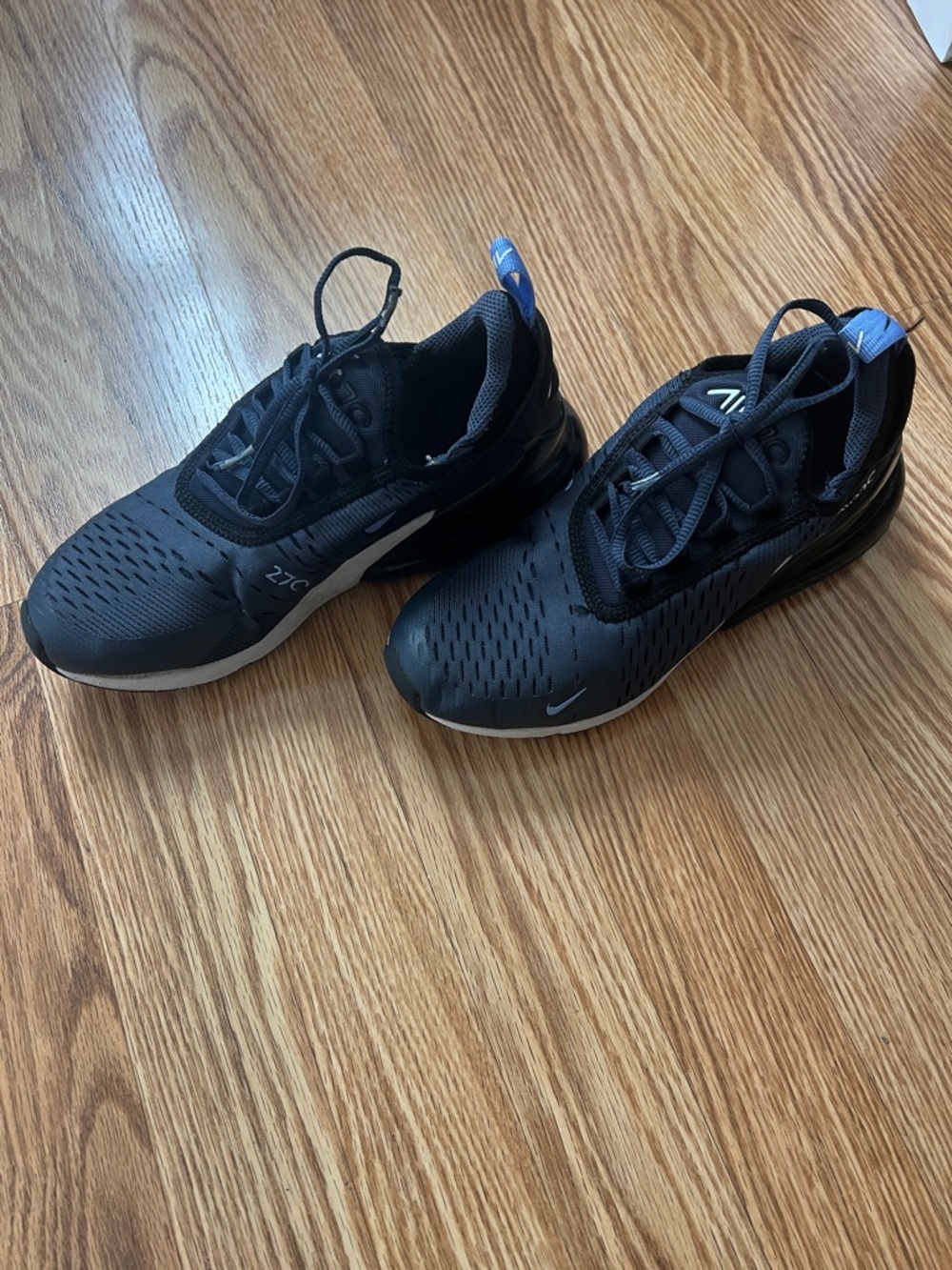 Nike Kids blue and White Athletic Sneakers with Blue Heel Tab